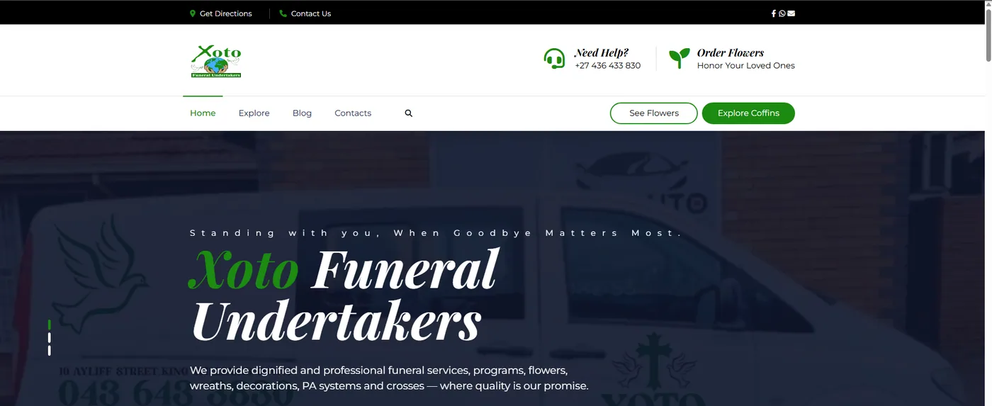Xoto Funeral Parlour website